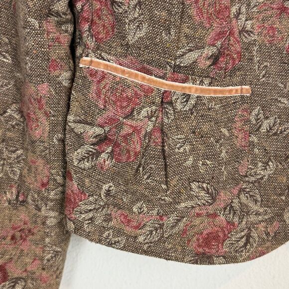 Conrad C Collection Y2K Cottagecore Floral Tapestry Blazer Velvet Ribbon Trim 10 - Picture 4 of 9